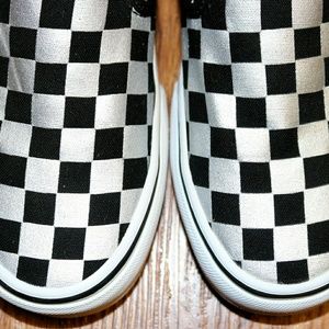 black and silver checkerboard vans